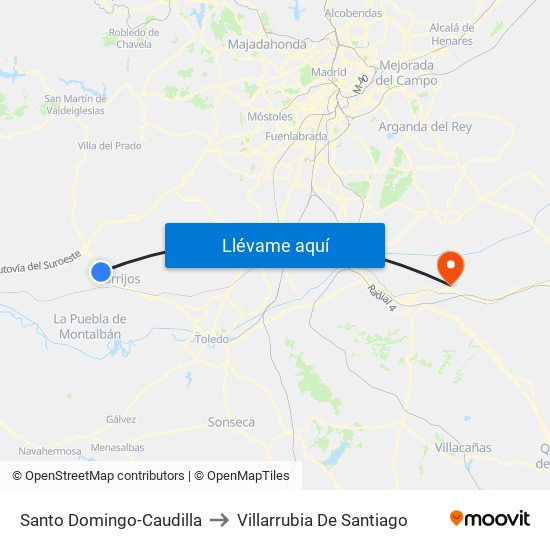 Santo Domingo-Caudilla to Villarrubia De Santiago map