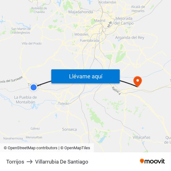 Torrijos to Villarrubia De Santiago map