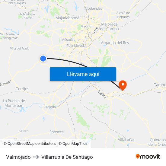 Valmojado to Villarrubia De Santiago map
