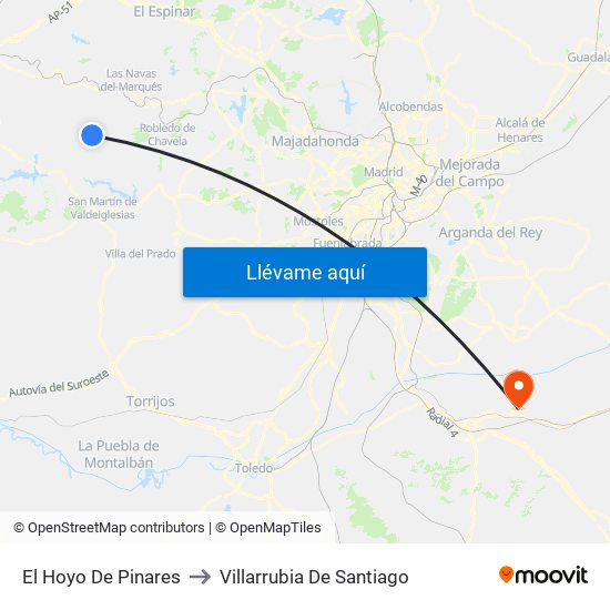 El Hoyo De Pinares to Villarrubia De Santiago map