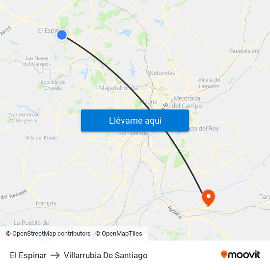 El Espinar to Villarrubia De Santiago map