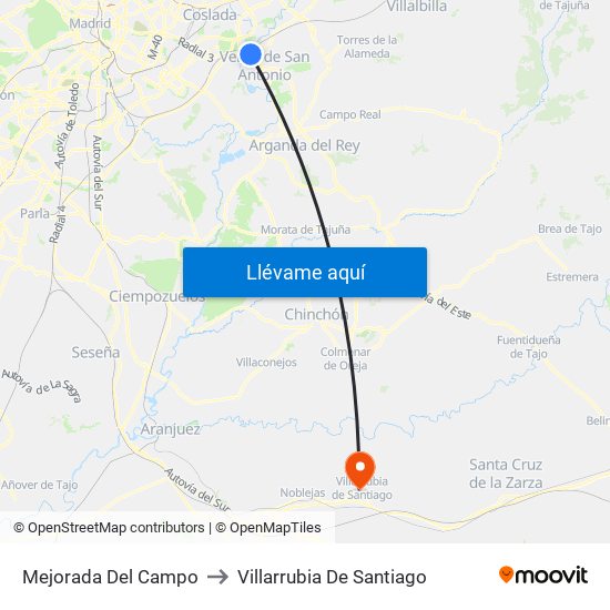 Mejorada Del Campo to Villarrubia De Santiago map