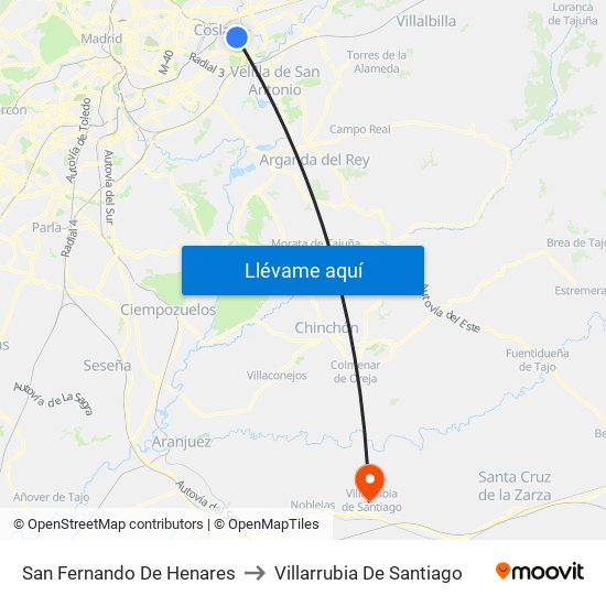 San Fernando De Henares to Villarrubia De Santiago map