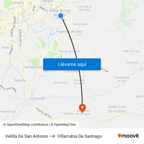 Velilla De San Antonio to Villarrubia De Santiago map