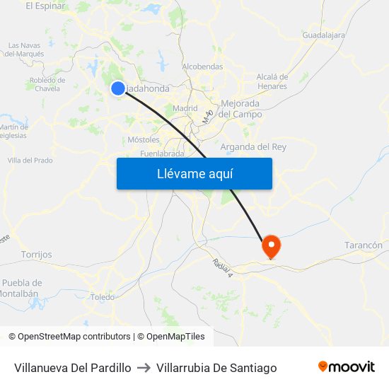 Villanueva Del Pardillo to Villarrubia De Santiago map