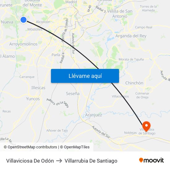 Villaviciosa De Odón to Villarrubia De Santiago map