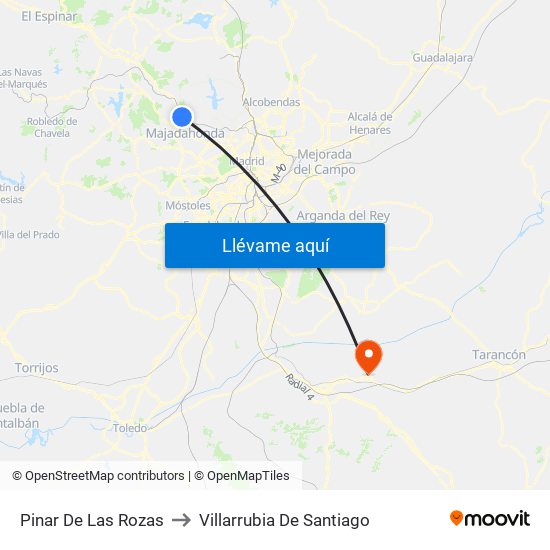 Pinar De Las Rozas to Villarrubia De Santiago map