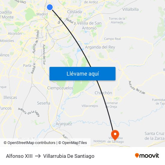 Alfonso XIII to Villarrubia De Santiago map