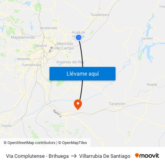 Vía Complutense - Brihuega to Villarrubia De Santiago map