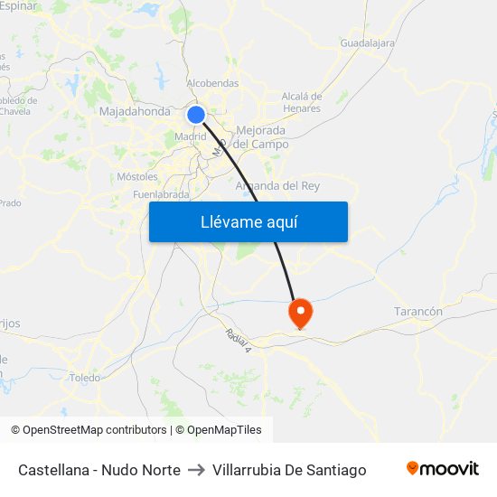 Castellana - Nudo Norte to Villarrubia De Santiago map