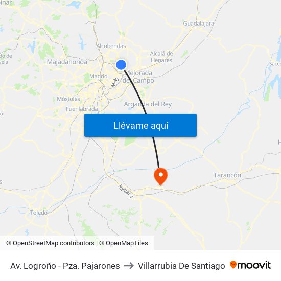Av. Logroño - Pza. Pajarones to Villarrubia De Santiago map