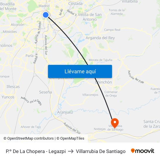 P.º De La Chopera - Legazpi to Villarrubia De Santiago map