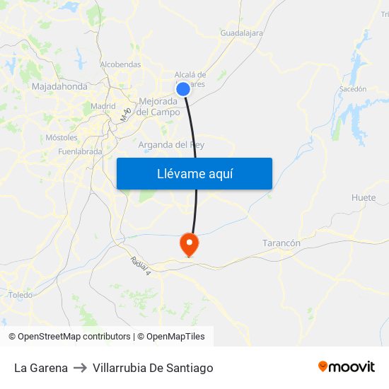La Garena to Villarrubia De Santiago map