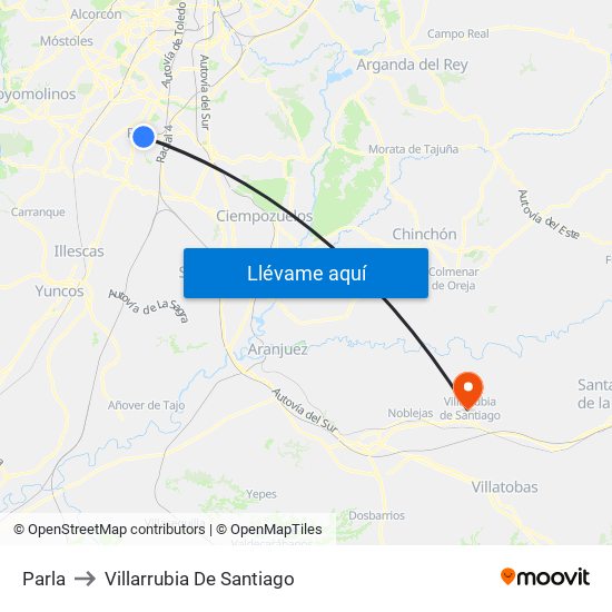 Parla to Villarrubia De Santiago map