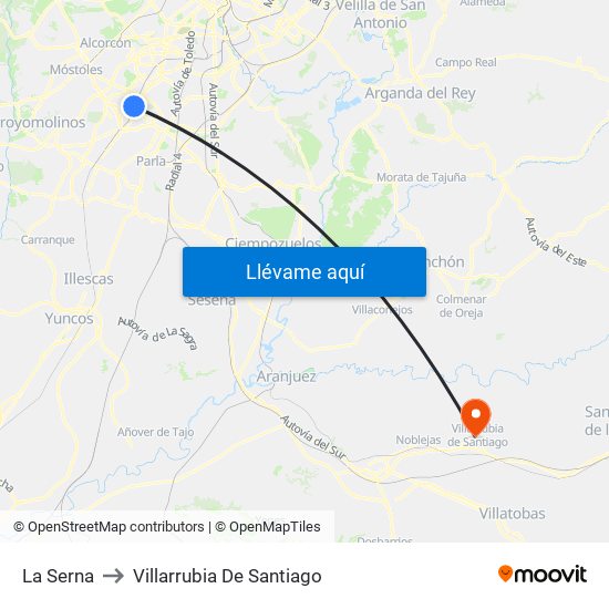 La Serna to Villarrubia De Santiago map