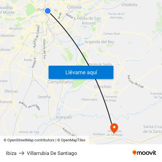 Ibiza to Villarrubia De Santiago map