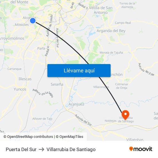 Puerta Del Sur to Villarrubia De Santiago map