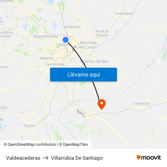 Valdeacederas to Villarrubia De Santiago map