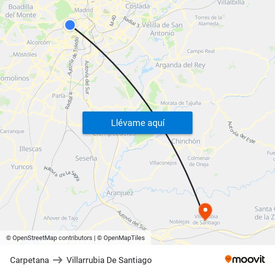 Carpetana to Villarrubia De Santiago map