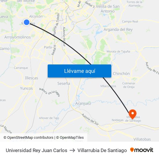 Universidad Rey Juan Carlos to Villarrubia De Santiago map