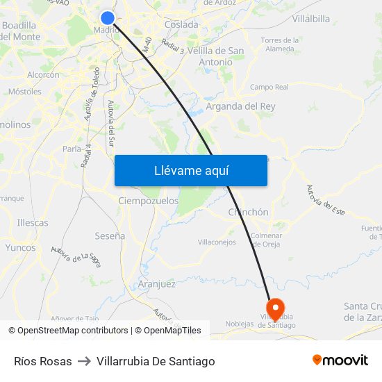 Ríos Rosas to Villarrubia De Santiago map