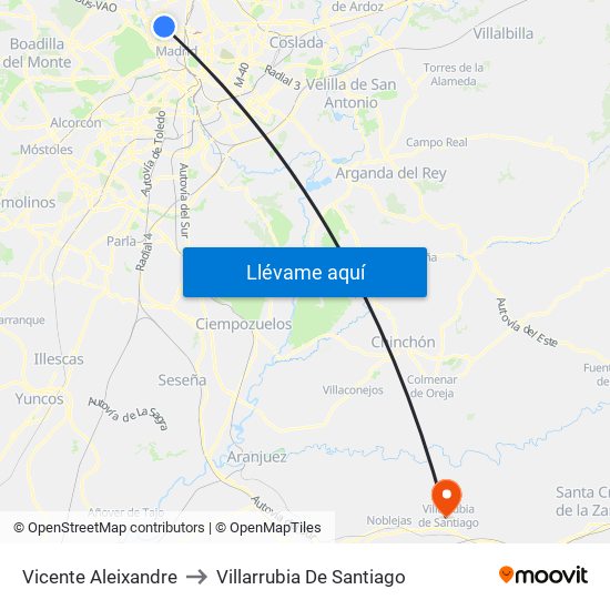 Vicente Aleixandre to Villarrubia De Santiago map