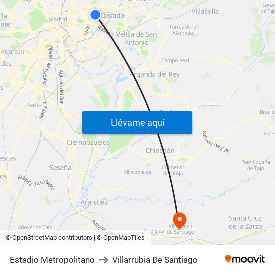 Estadio Metropolitano to Villarrubia De Santiago map