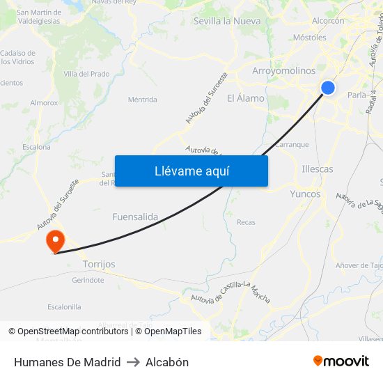 Humanes De Madrid to Alcabón map
