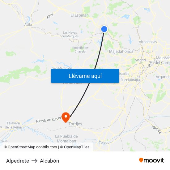 Alpedrete to Alcabón map