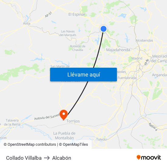 Collado Villalba to Alcabón map