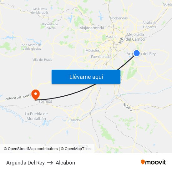 Arganda Del Rey to Alcabón map