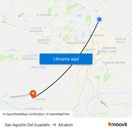 San Agustín Del Guadalix to Alcabón map