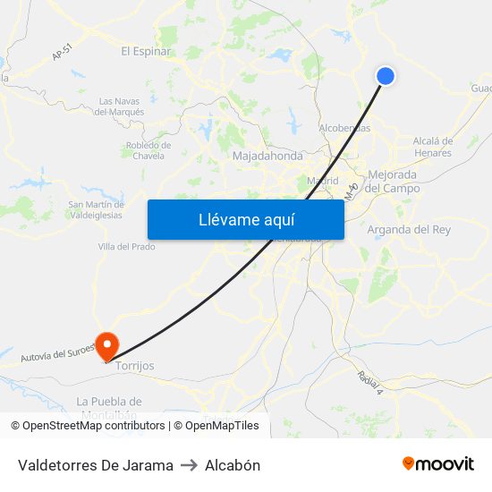 Valdetorres De Jarama to Alcabón map