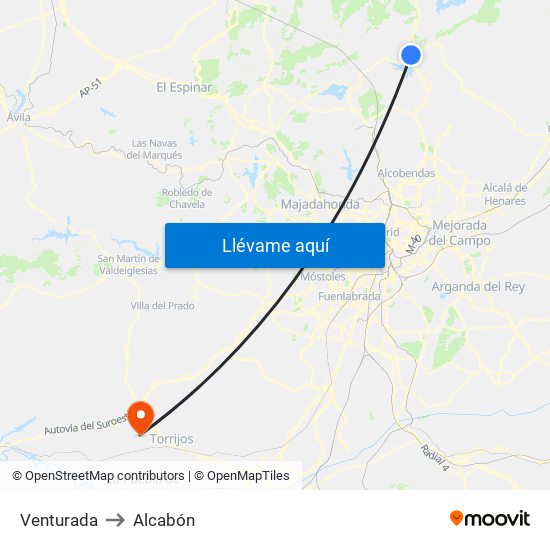 Venturada to Alcabón map