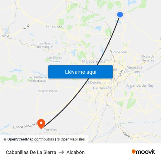 Cabanillas De La Sierra to Alcabón map