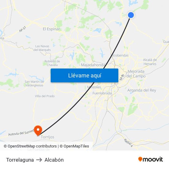 Torrelaguna to Alcabón map