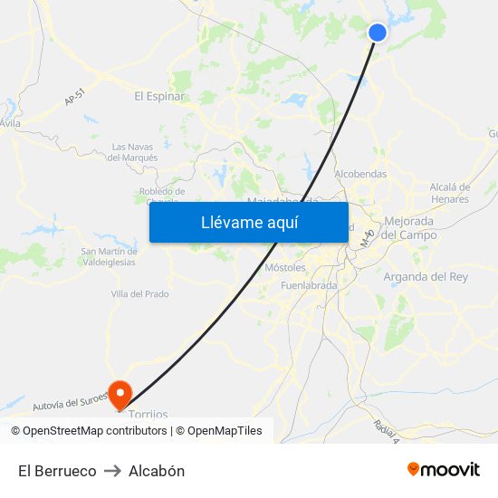El Berrueco to Alcabón map