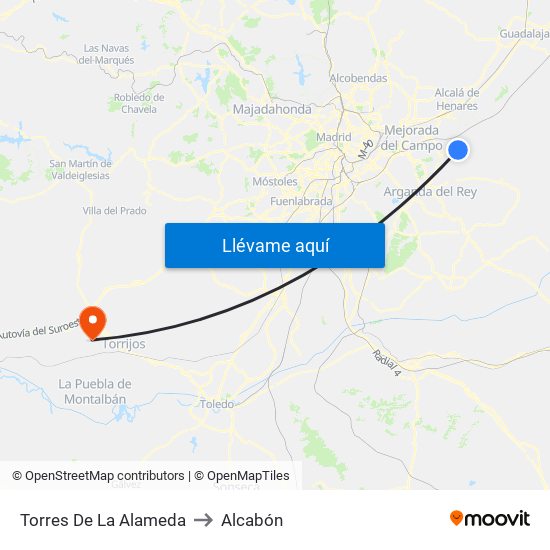 Torres De La Alameda to Alcabón map
