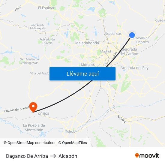 Daganzo De Arriba to Alcabón map