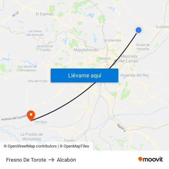 Fresno De Torote to Alcabón map