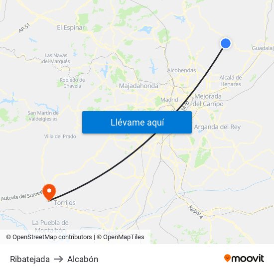 Ribatejada to Alcabón map