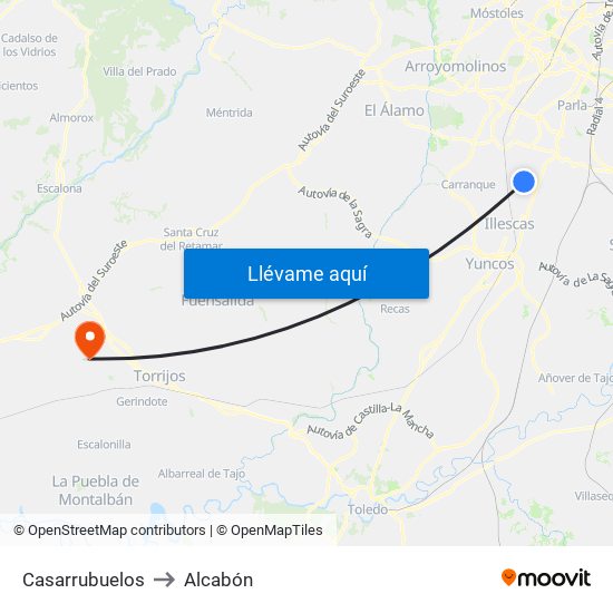 Casarrubuelos to Alcabón map