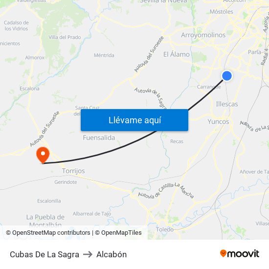 Cubas De La Sagra to Alcabón map