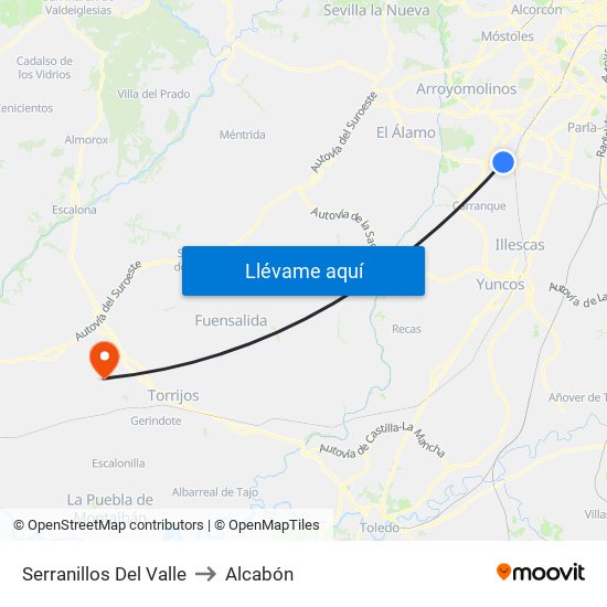 Serranillos Del Valle to Alcabón map