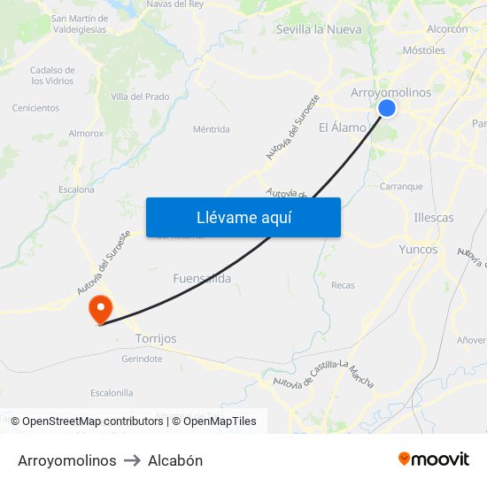 Arroyomolinos to Alcabón map