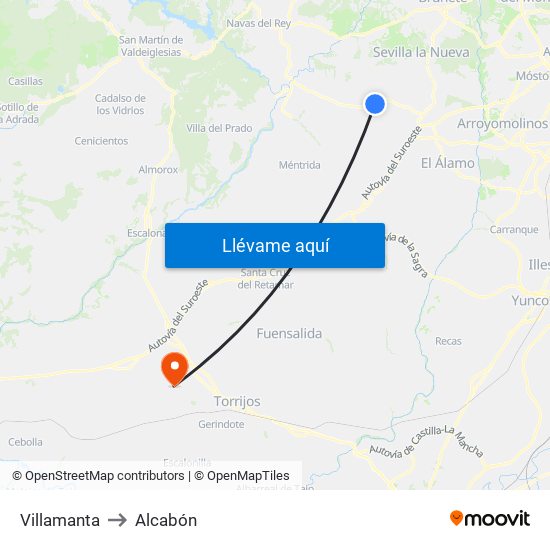 Villamanta to Alcabón map