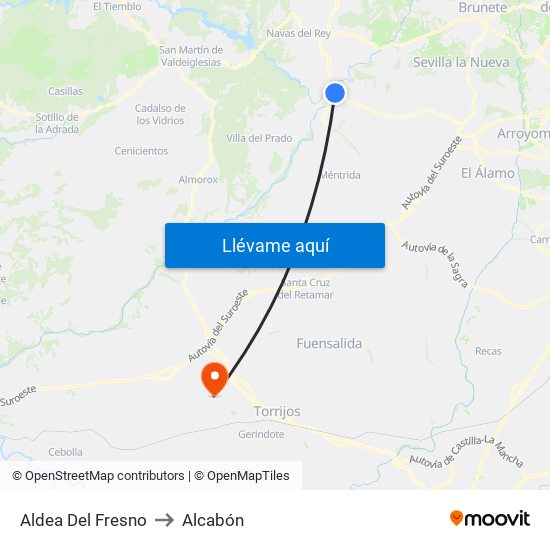 Aldea Del Fresno to Alcabón map