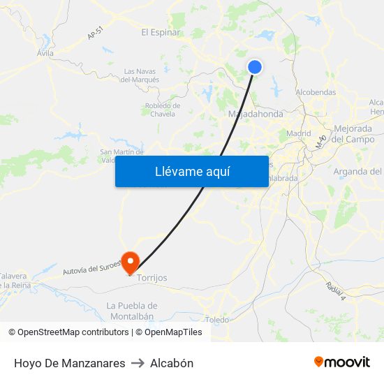 Hoyo De Manzanares to Alcabón map