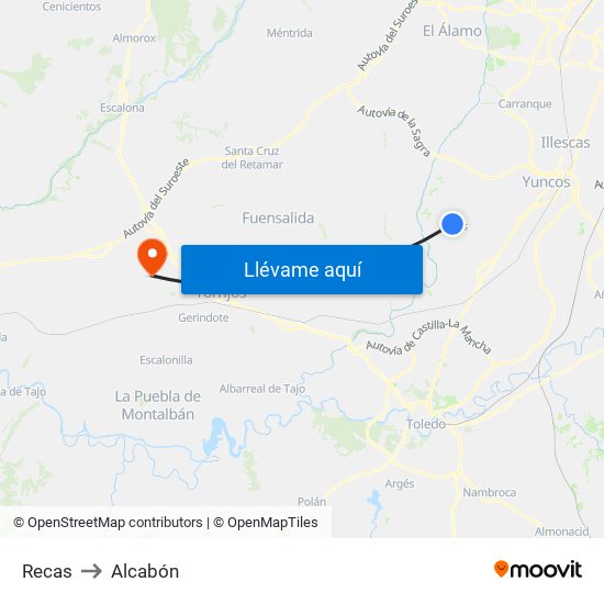 Recas to Alcabón map