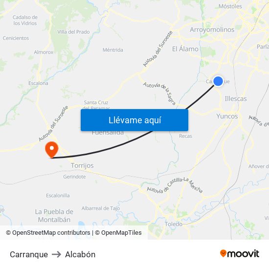 Carranque to Alcabón map